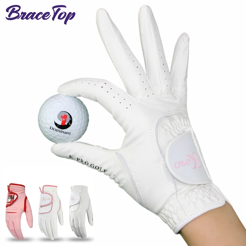 BraceTop 1 Pair Golf Gloves for Women Breathable 3D Performance Non-slip Wear-resistant Durable Sunscreen Fashion Sports Gloves