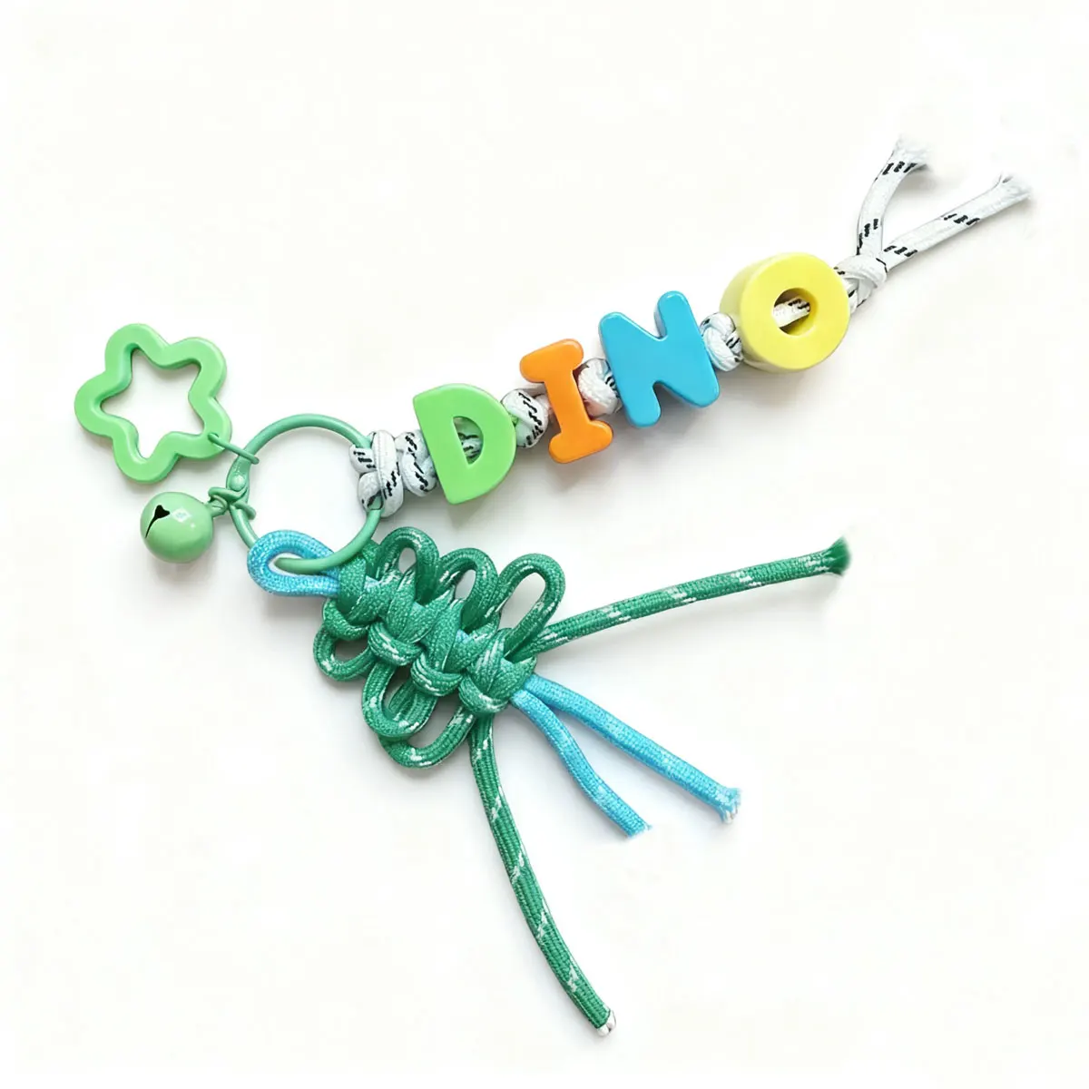 Personalized Handmade Braided Rope Bow Star Bell Keychain
