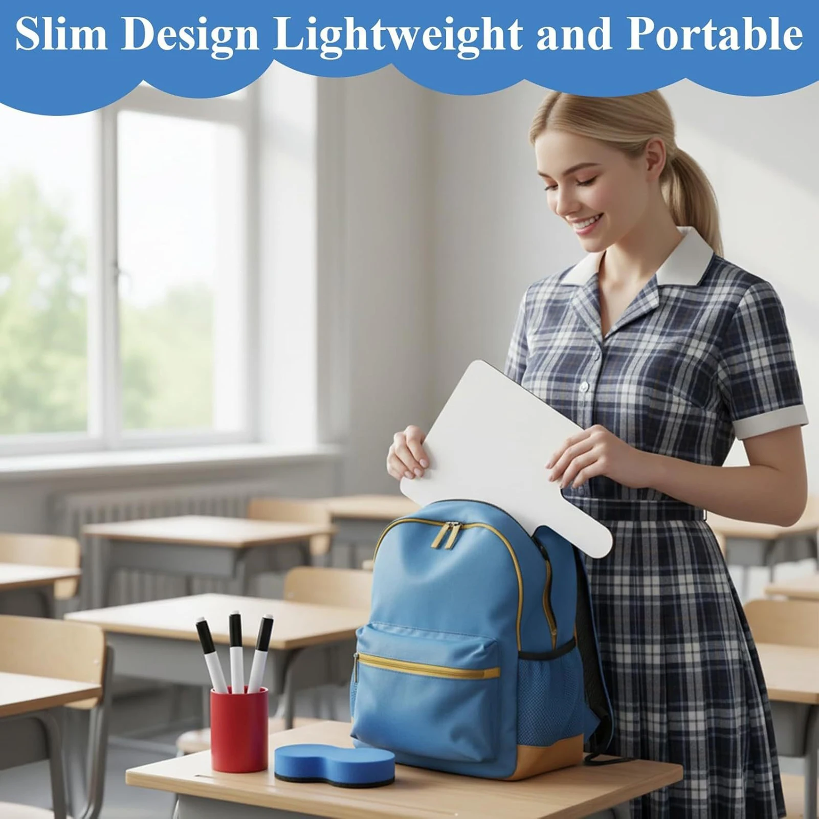 Double-Sided Whiteboard With Handle 10Pcs Set Including Marker And Eraser For Home Office School