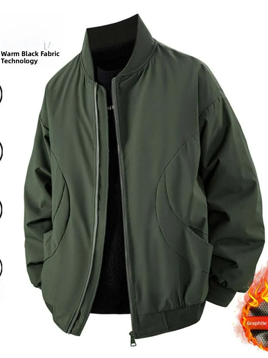 

Men's Loose Fit Thiened Baseball Collar Flight Jaet Autumn Winter Warm Cotton Outerwear Casual Sle Regular Length