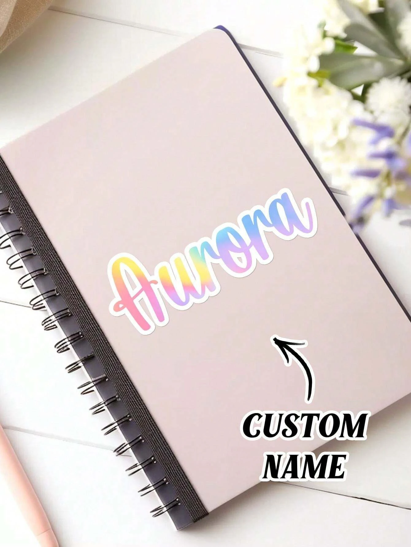 1pc Custom Name Sticker, Personalized Text Label, Round Computer Sticker for Milestones & Holidays - Home & Office Decor