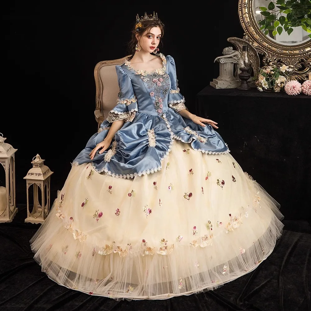 

Performance Clothing Fairy Tale Stage Clothing Drama Performance Blue Lace Miss Delicate Clothing Romantic Queen Mary Abendkleid