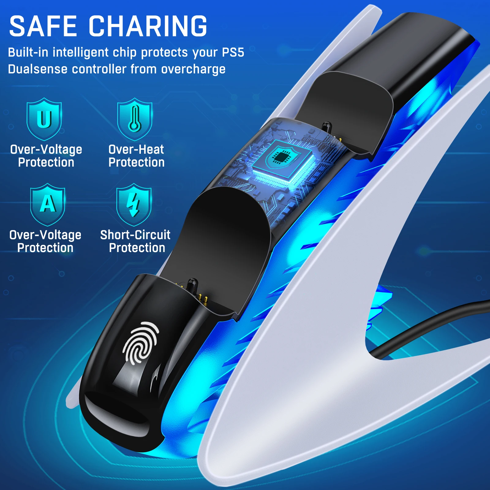 BEBONCOOL-cargador Dual Dualsense para PS5, base de carga con Cable USB C para ESTACIÓN DE PS5 y Playstation 5