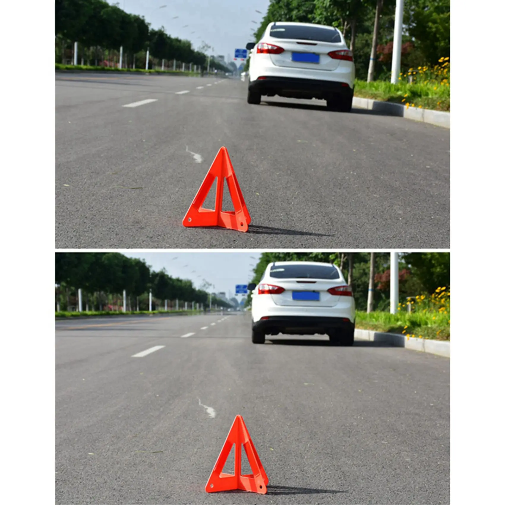 Well 4X Portable Car Auto Reflective Traffic Warning Sign Triangle Foldable Solid Standing Tripod Road Emergency Standby