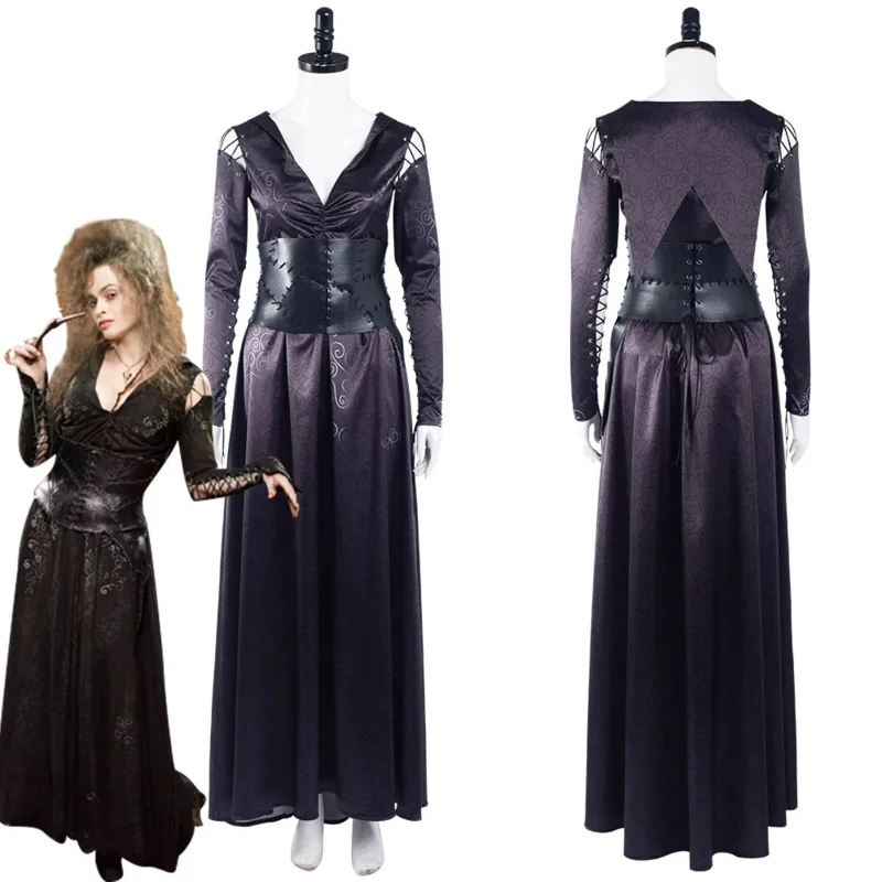 Female Bellatrix Cos Lestrange Cosplay Costume Halloween Carnival Dress Suit For Adult Women Girls Role Play