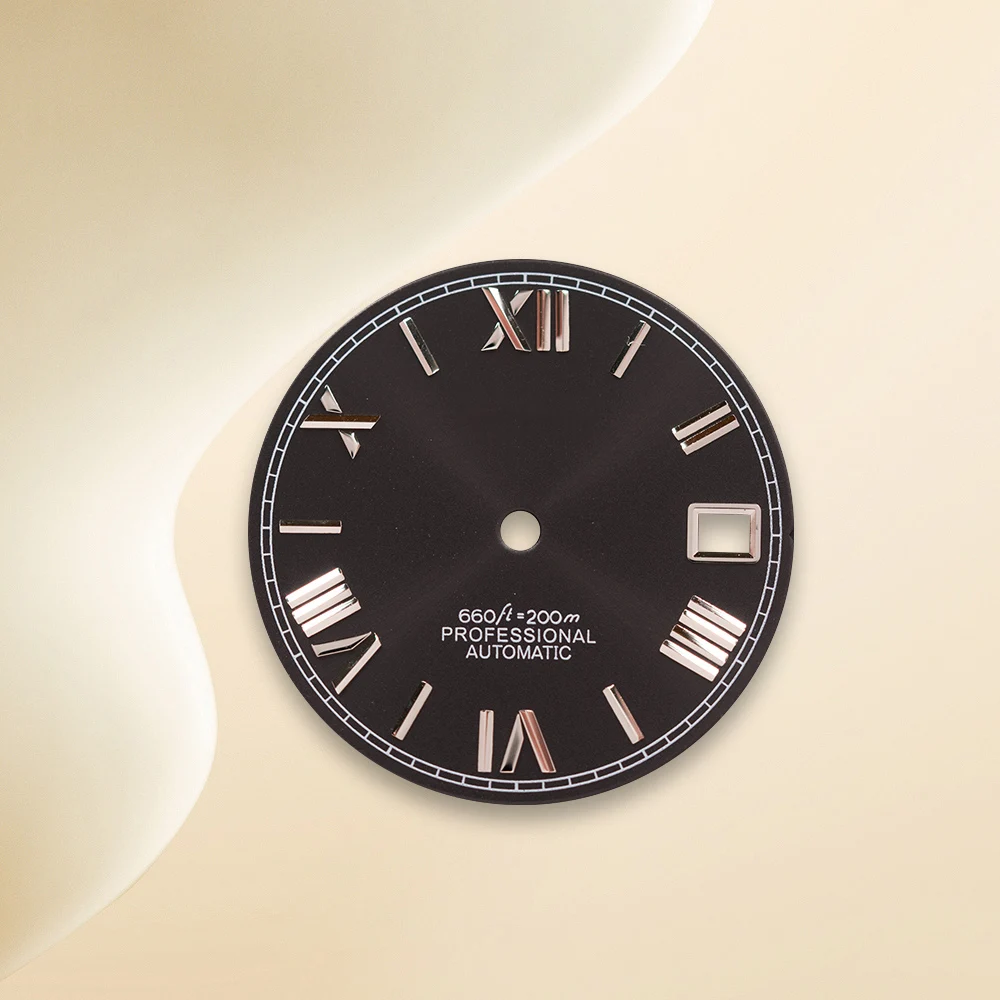 28.5mm logotipo s roma mergulhador 200m nh35 dial para nh35/nh36/4r/7s movimento de alta qualidade sunray dial relógio modificação acessórios
