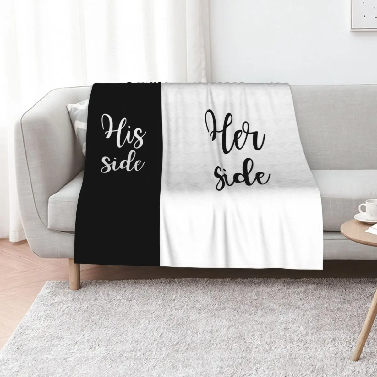 

Her side his side Throw Blanket Thermal Furrys Hairy sofa bed Blankets