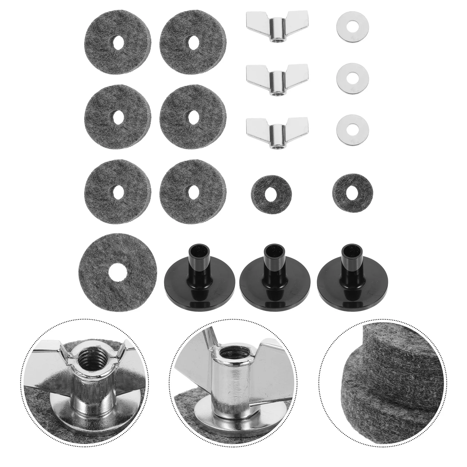 

1Set Professional Drum Cymbal Clutch Felt Pads Strong Nuts Gaskets Suitable for Drums Electronic Drums Cymbal Felts