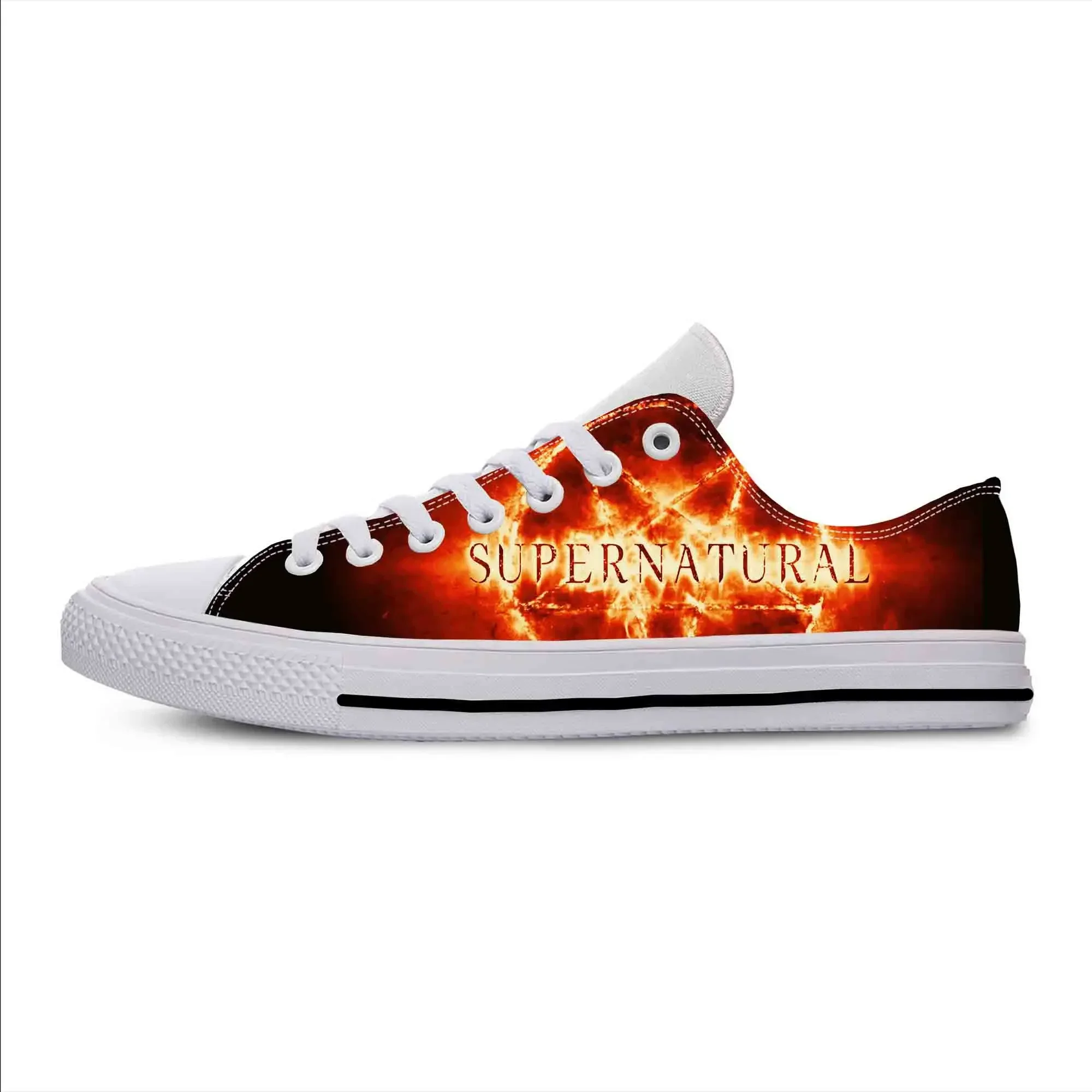 Zapatillas de tela informales para hombre y mujer, zapatos ligeros y transpirables con estampado 3D de Winchester Brothers de Movie TV, a la moda