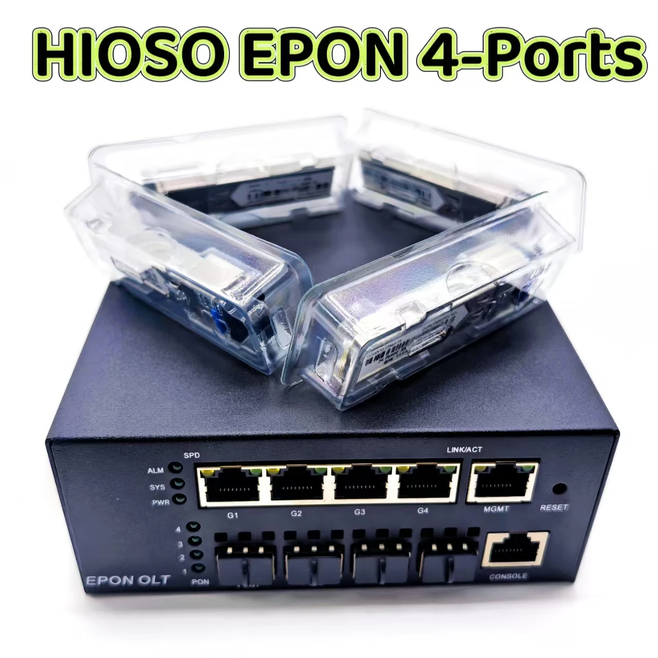 HIOSO EPON OLT 4pon MINI 4port OLT compatible WEB SNMP 4EPON Fiber Optic Equipment,with sfp,without sfp
