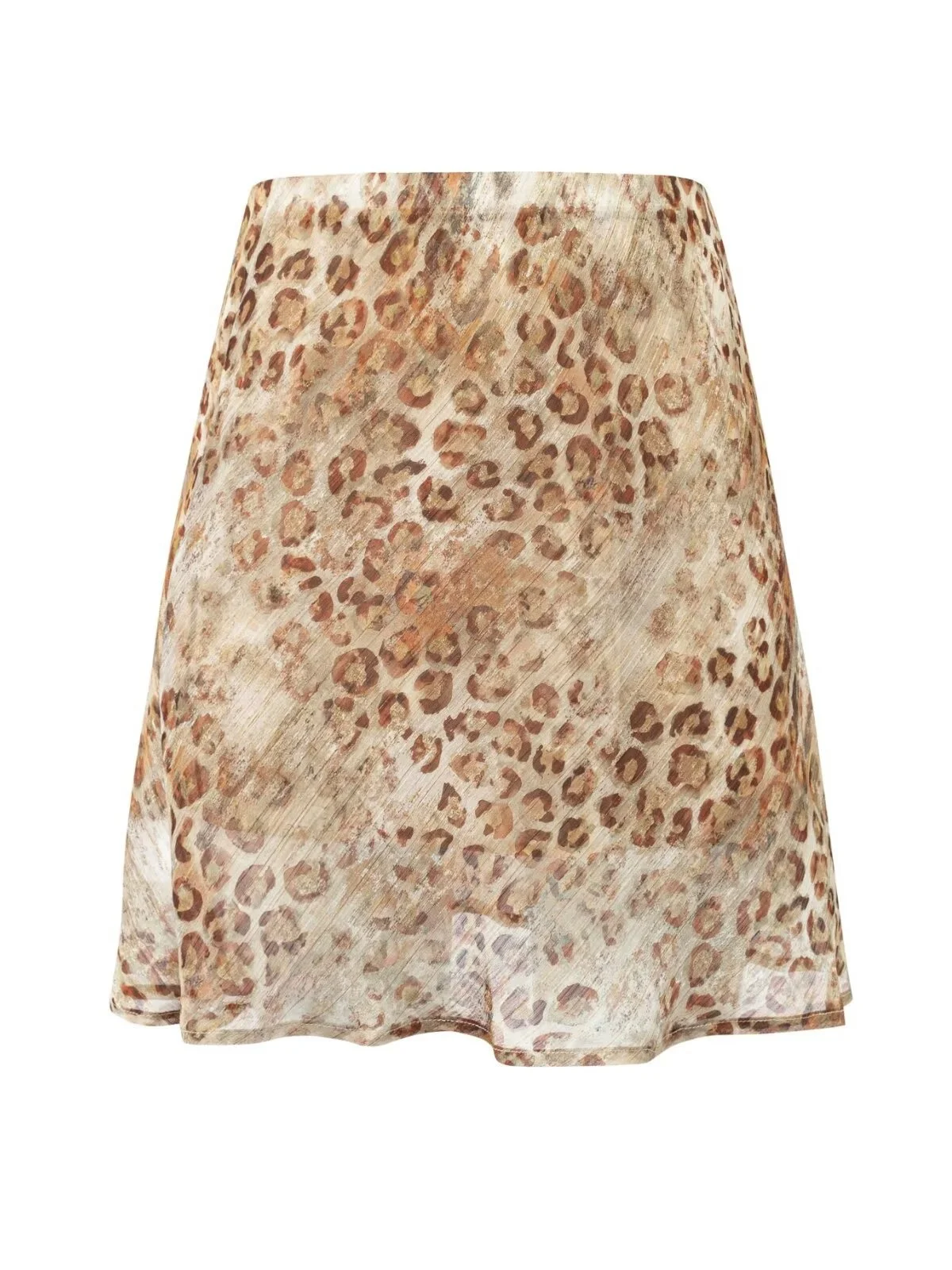 Retro Shiny Gold Thread Leopard Print A-Line  Skirt Women's High Waist Silk Thin Short Skirt Breathable Skin-Friendly