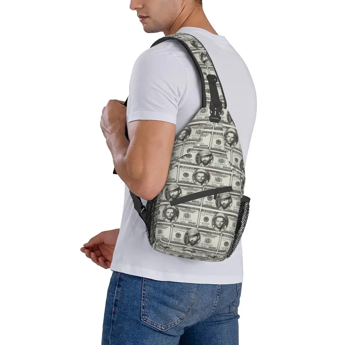 Terence Hill Bud Spencer Dollar Crossbody Sling Bag Small Chest Bag Shoulder Backpack Daypack for Hiking Outdoor Cycling Satchel