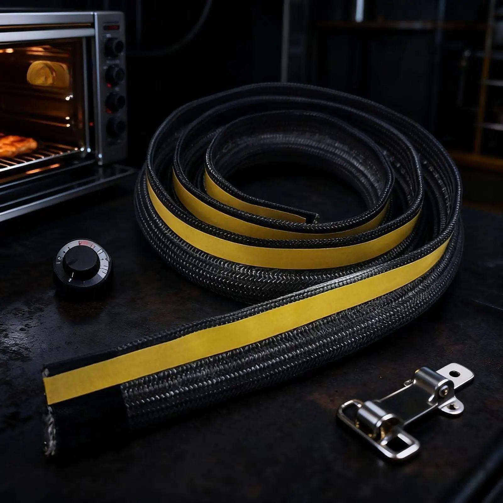 เทปใยแก้วแบบแบนสำหรับซีลเตาและเตาผิง ทนความร้อน ใช้ซ่อมเตาอบ