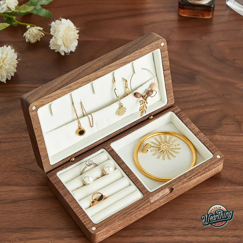 Nordic Style Retro Wooden Jewelry Box Packing Ring Necklace Bracelet Organizer Women Men Display Box Gift Walnut Jewelry Box