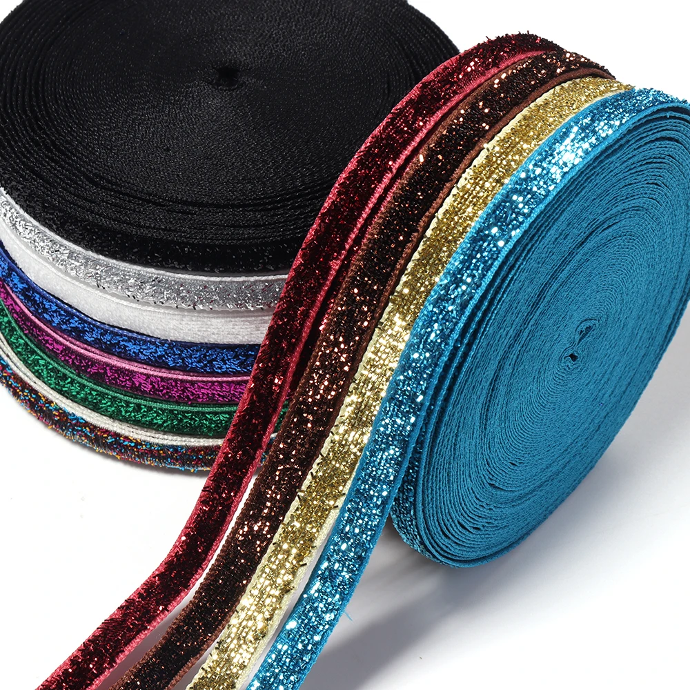 5/10Yards 7-38mm Colorful Glitter Velvet Ribbon No Elastic Single Sided Ribbon Headband Clips Bow Christmas Wedding Decoration