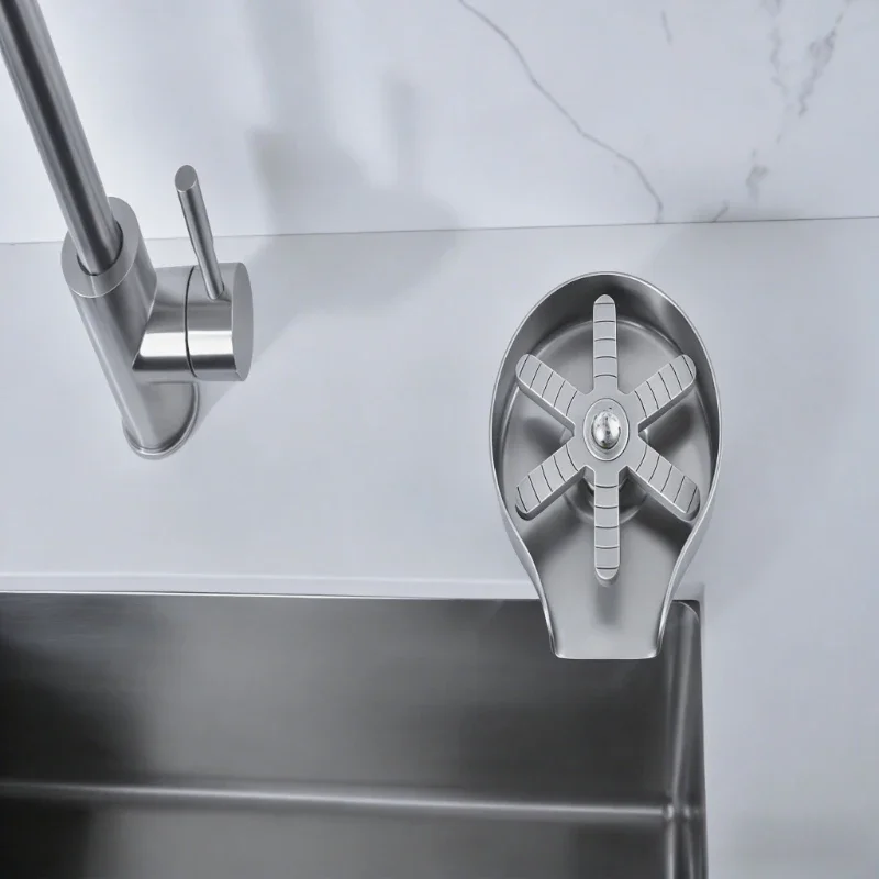 304 Stainless Steel Cup Rinser Cup Washer Commercial Rotary Press Sink Cup Flusher for Kitchen Bar Coffee Milk Tea Shop