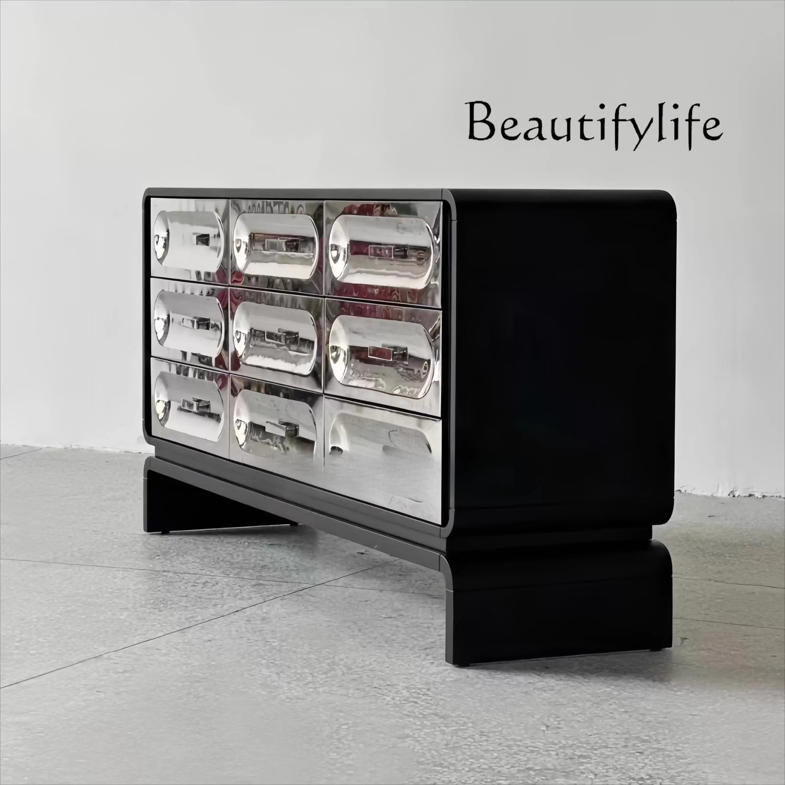 Medieval solid wood bucket cabinet designer living room home light luxury retro wabi sandy wind storage cabinet locker