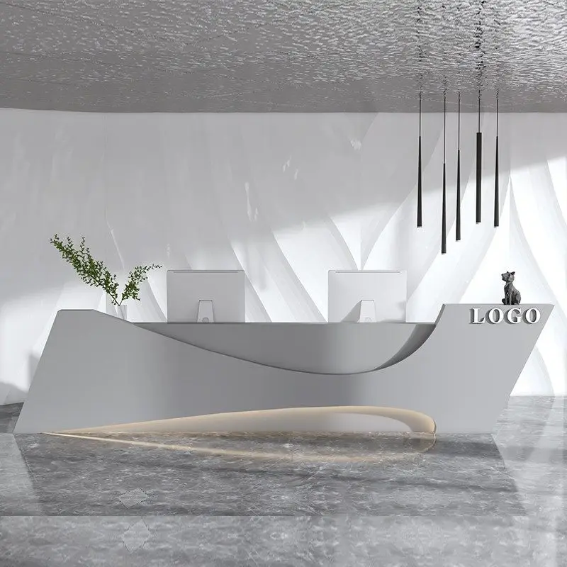 Simple Modern Paint Checkout Page Company Front Desk Counter Special-shaped Hotel Bar Table Beauty Salon Reception Desk Customiz