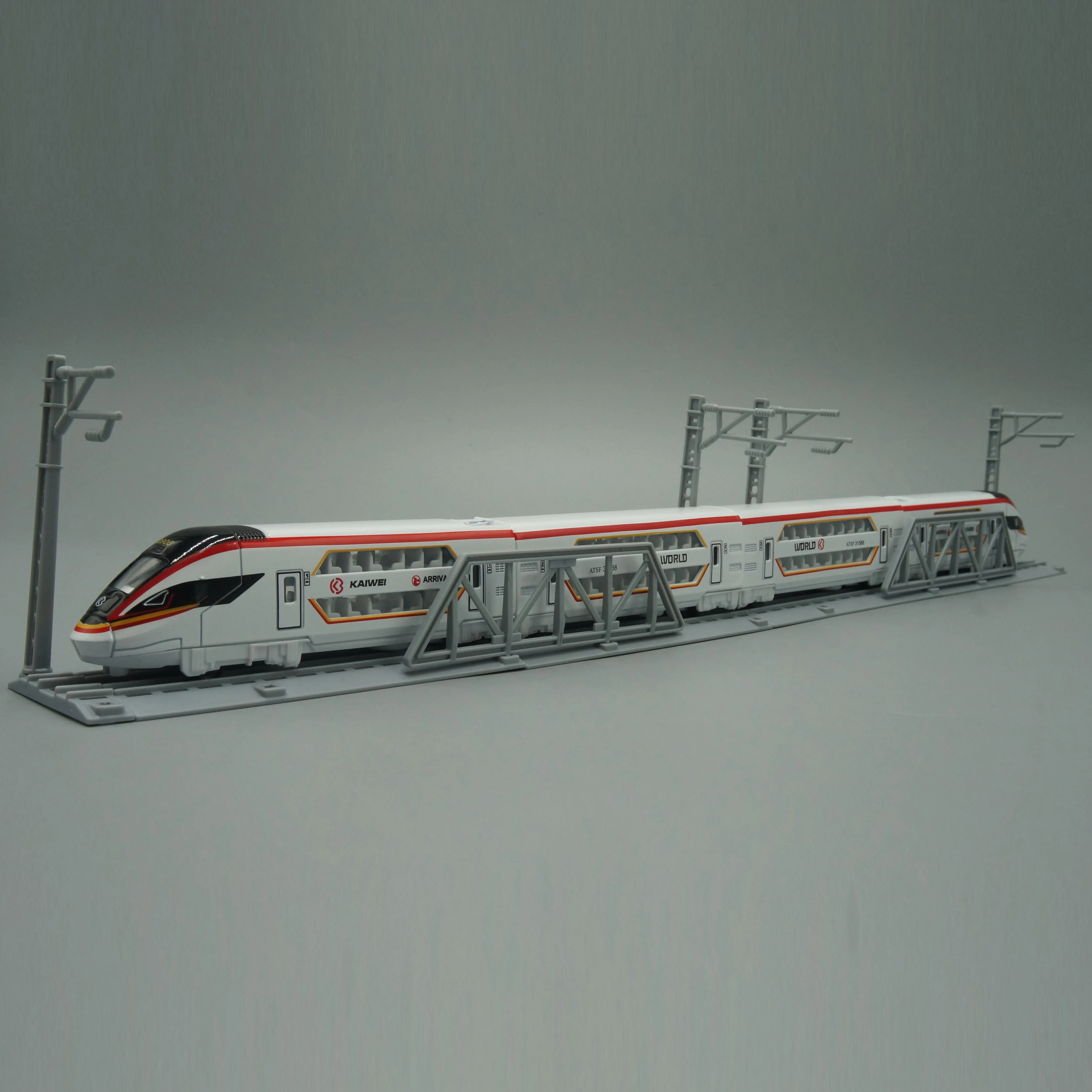 Diecast Metal Model Double Decker CRH High Speed Train Railway Miniature Replica With Tracks