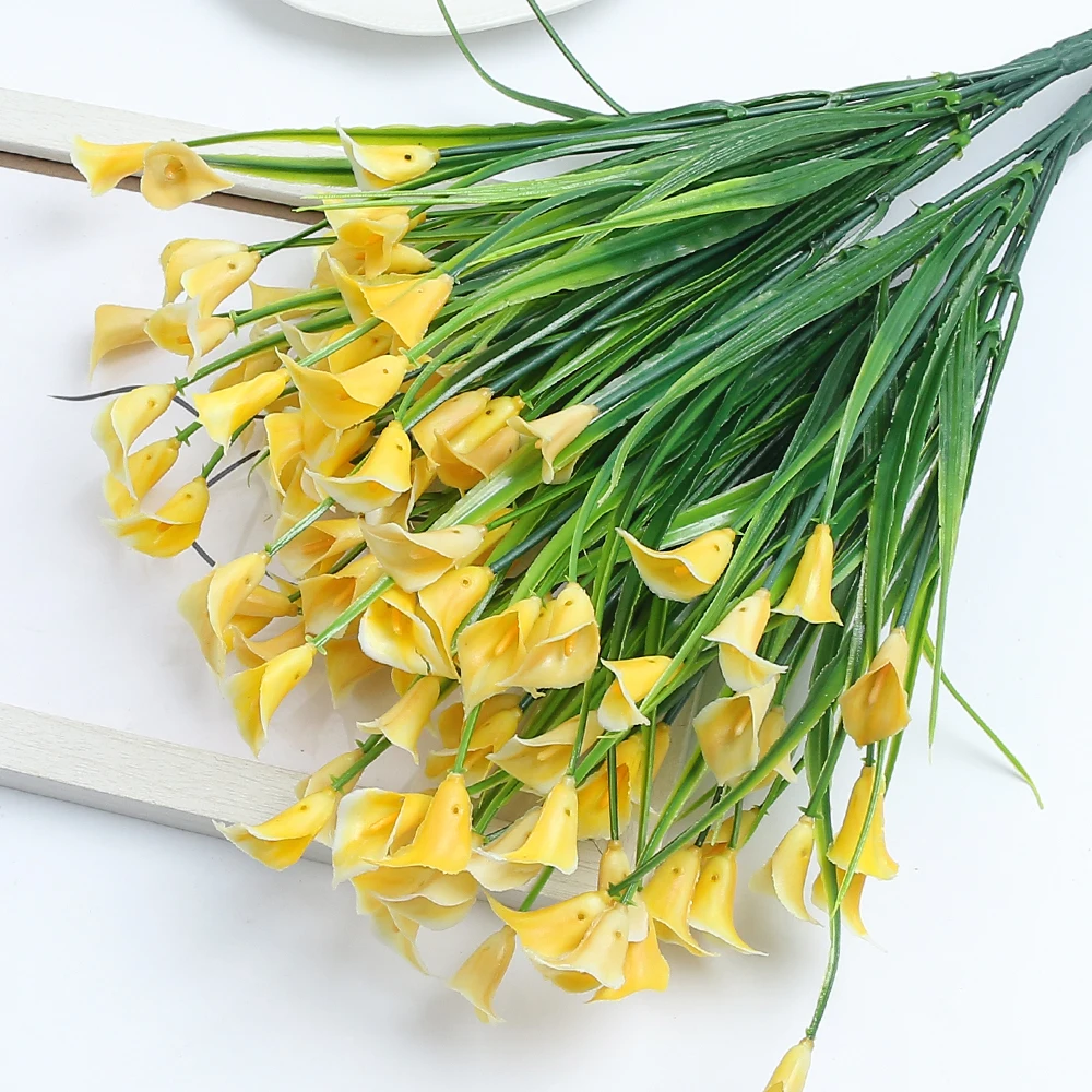 Künstlicher Plastik-Calla-Lilien-Strauß 33cm Kunstblumen für Heim-Raumdekoration Garten-Hochzeitsdekoration Outdoor-Vasen-Blumenarrangement – Detail 11