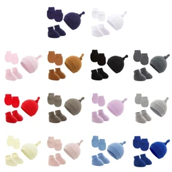 Y1UB 3Pcs Cotton Baby Beanie for Newborn Baby Bonnet Gloves Socks Set Baby Hat