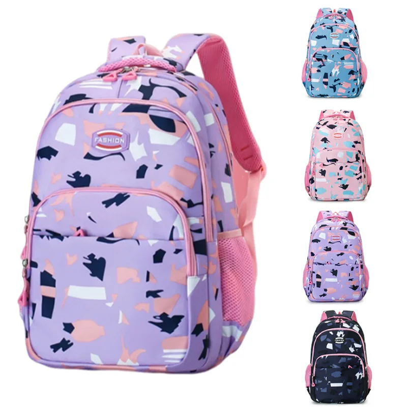 Colorful Geometric Patterns Backpack Curved Shoulder Strap Commute School Casual Bag High Capacity Zipper Outer Bag Soft Handle