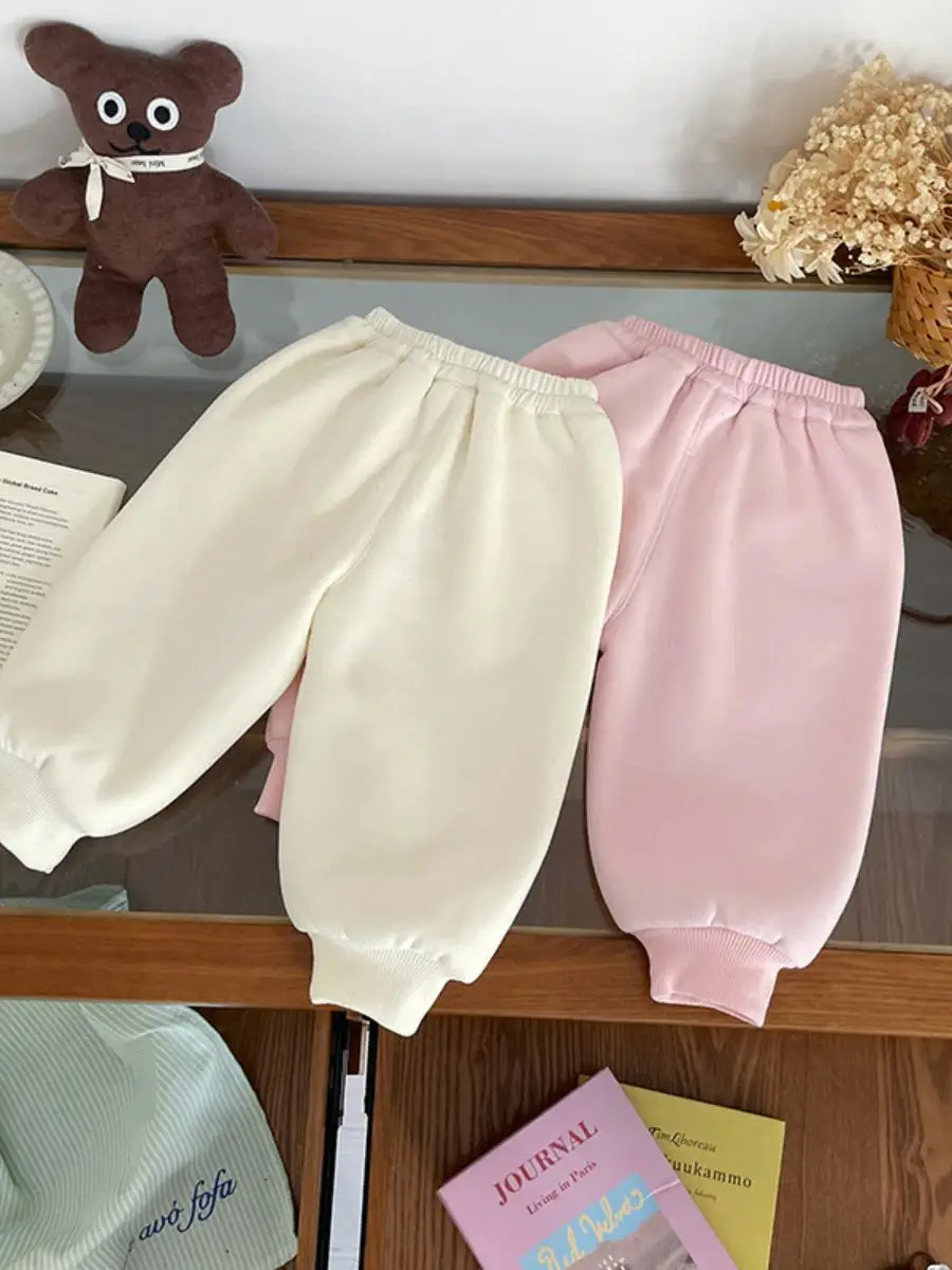 Pantaloni Invernali per Bambini Thiened Fce, Nuova Versione Coreana per Ragazze, in Velluto di Agnello con Cartoni Animati, Casual con Risvolto
