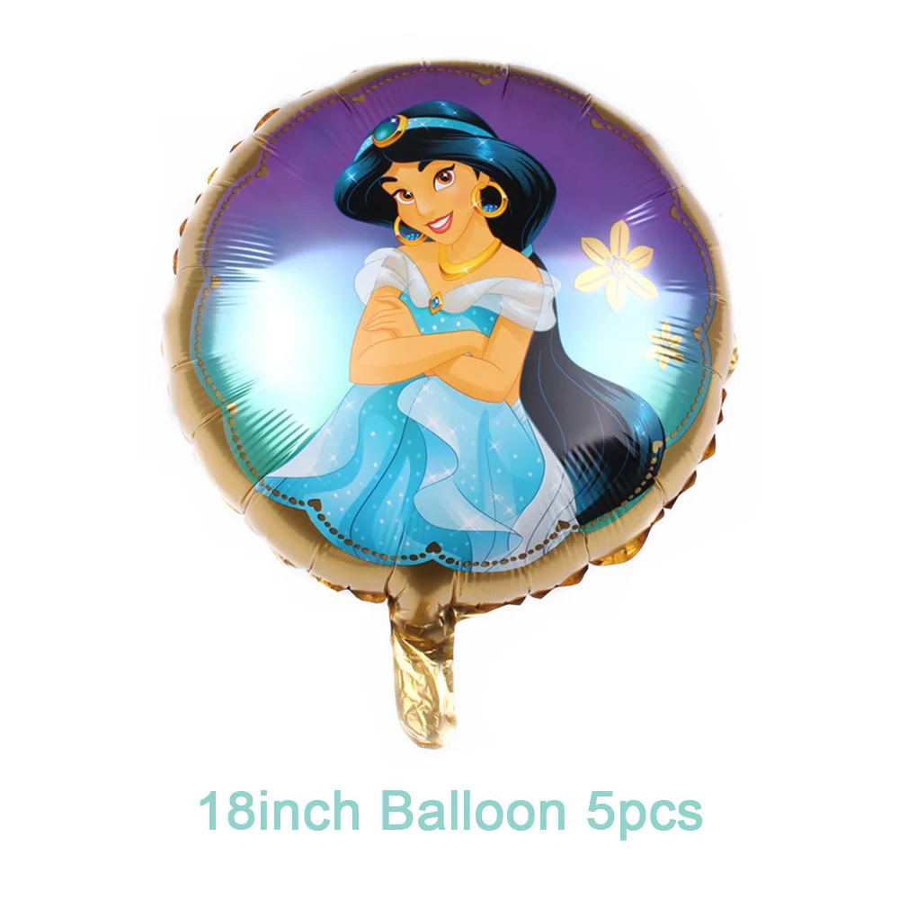 Cartoon Jasmine Princess Aladdin Theme Birthday Party Disposable Set Decor Banner Balloons Baby Shower Supplies For Kids Gift