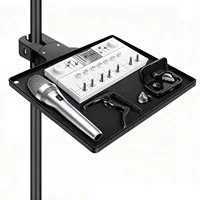 Bandeja para tarjeta de sonido, abrazadera en soporte para micrófono, bandeja para tarjeta de sonido, soporte para micrófono para teléfono móvil, almacenamiento conveniente para partituras de escenario