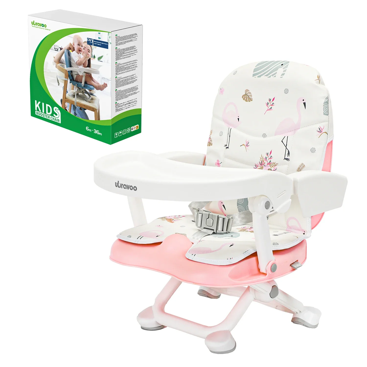 Baby Booster Seat for Dining Table with Removable Tray & Cushion, Travel High Chair for Babies and Toddlers