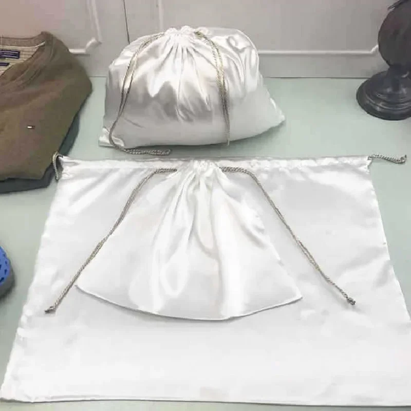 

Luxry Silk Drawstring Pouch Packaging Jewelry Hair Cosmetic Party Sachets Show Dustproof Storage Sack Satin Gift Bags Print Logo