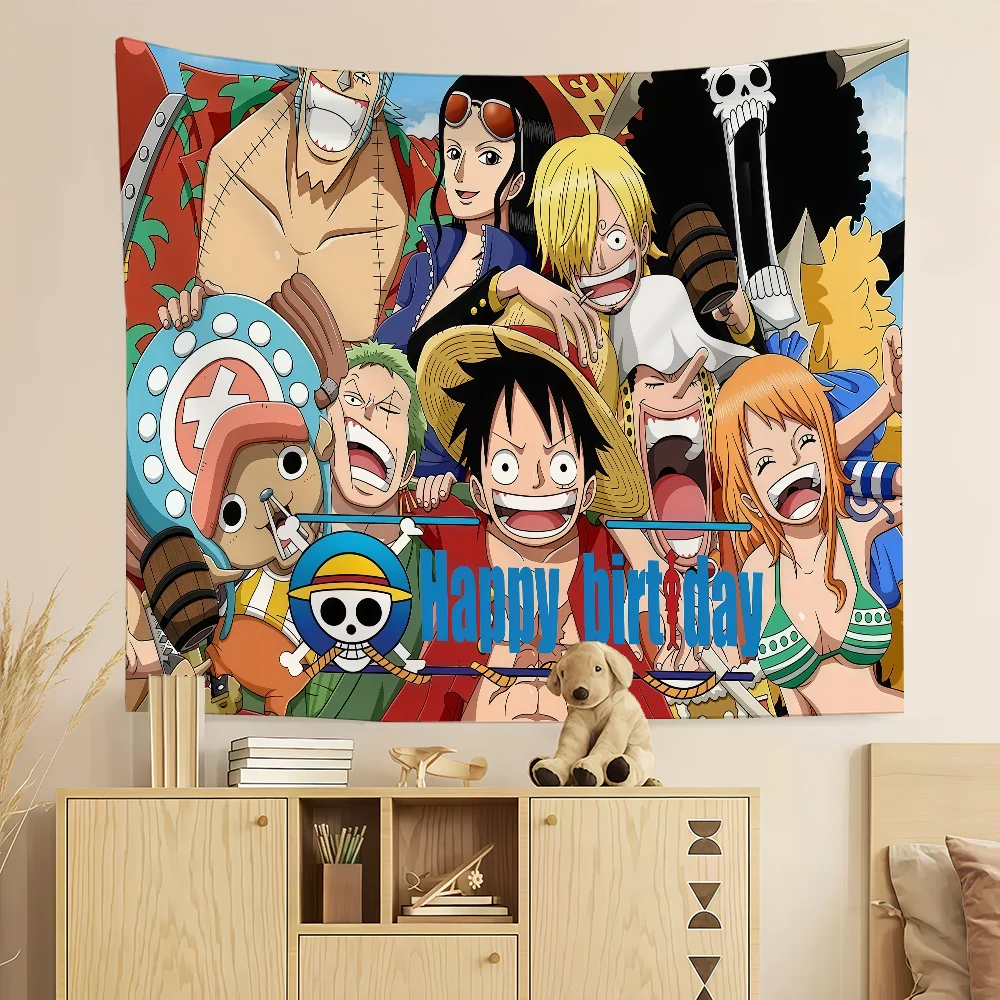 O-ONE P-PIECE Birthday flag Custom Camping Garden Decor Party Backdrops Wall Art Family Gifts
