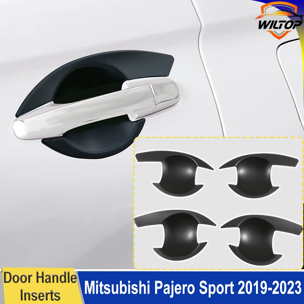 

Door Handle Inserts for MITSUBISHI Pajero Sport 2019-2023 Matte Black Protector Cover Montero Sport Car Exterior Accessories