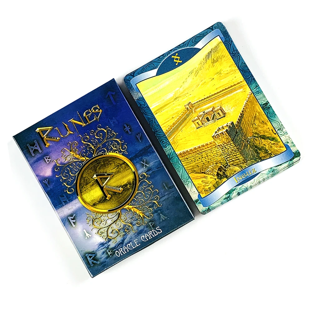 New Runes Oracle Cards 24 Cards Nordic Rune Oracle Cards Mystic Divination Deck Board Game for Spiritual Meditation 10.3*7.3cm