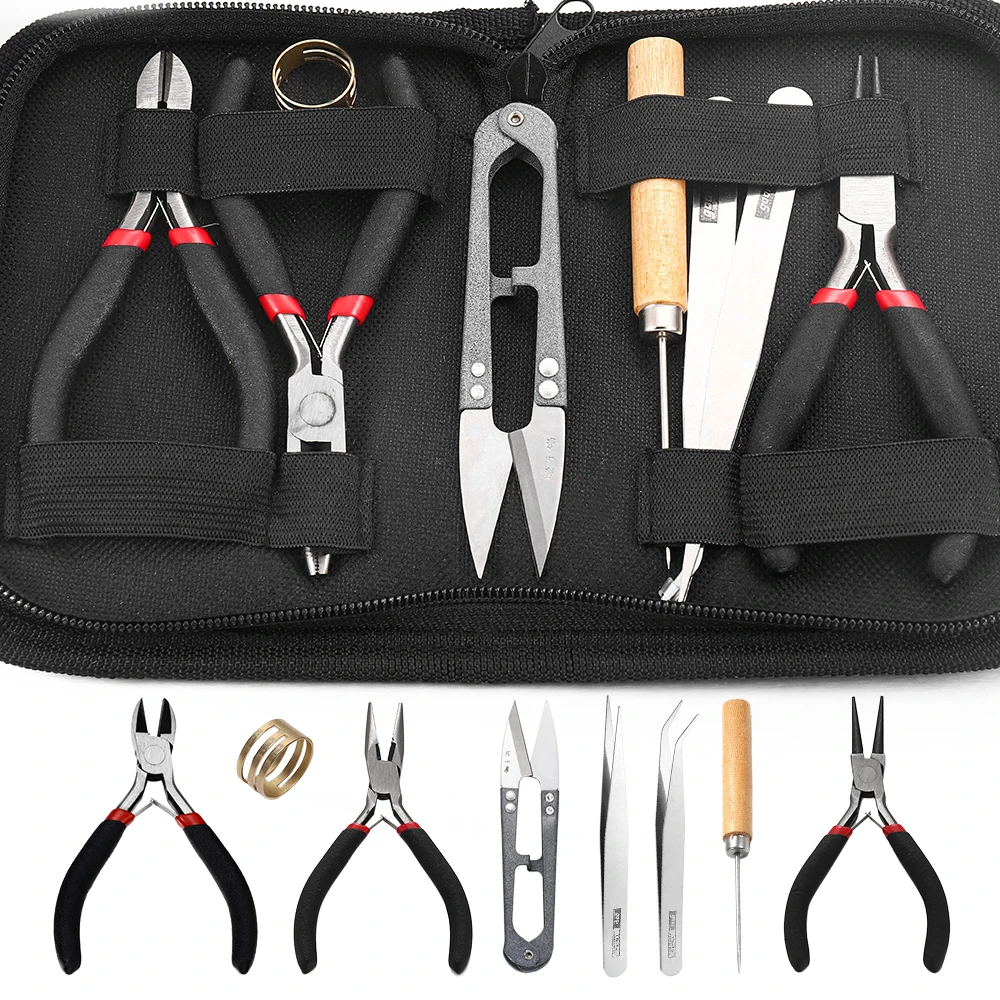 1 Pack Jewelry Making Supplies Kits with Jewelry Pliers Jump Ring Opener Awl Thread Scissors Helping Hands for Jewelry Repair