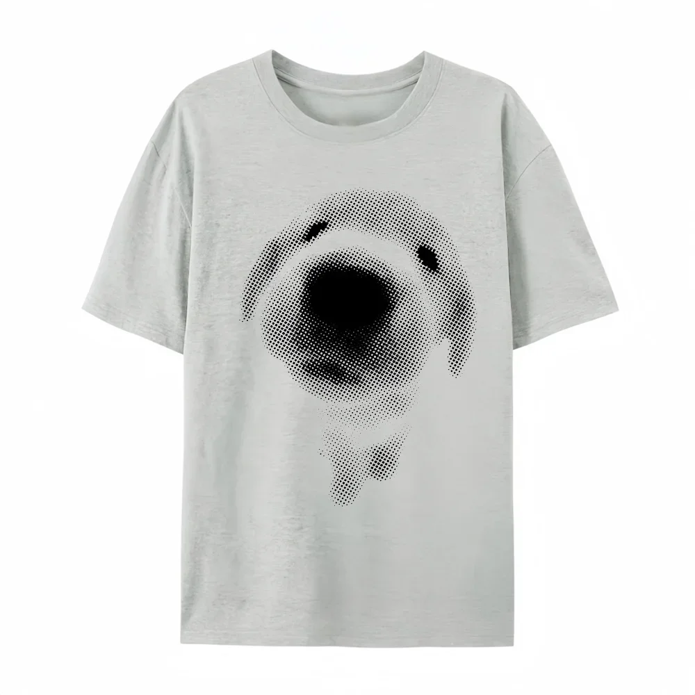 Halftone Puppy Dog Graphic Print Women Tee Grunge Aesthetic Short Sleeve Crewneck Summer Casual Loose Fit Women Street Style Tee
