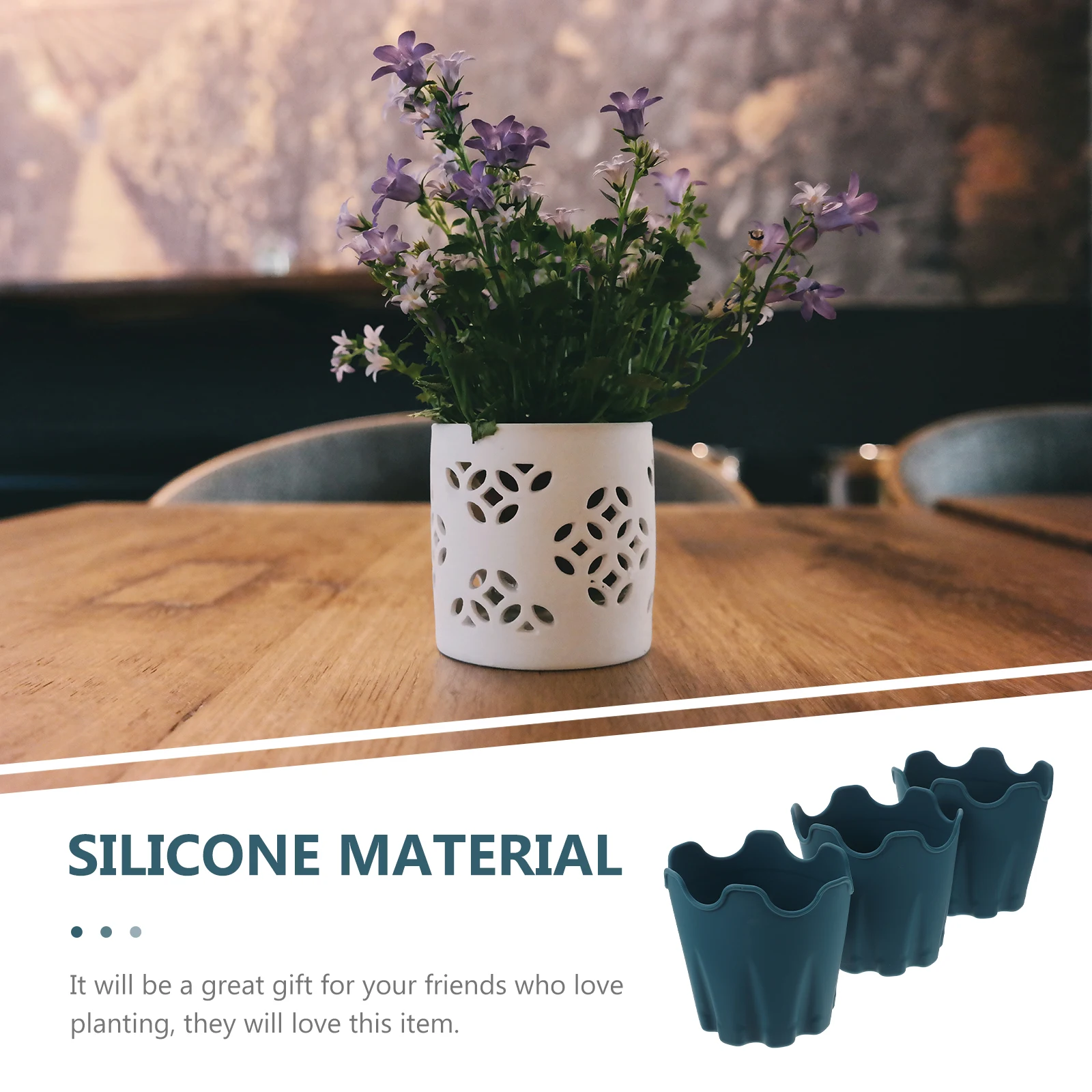 

3pcs Silicone Flower Pot Durable Reusable Garden Pots Drainage Holes Outdoor Home Multipurpose Succulent Nursery Planters