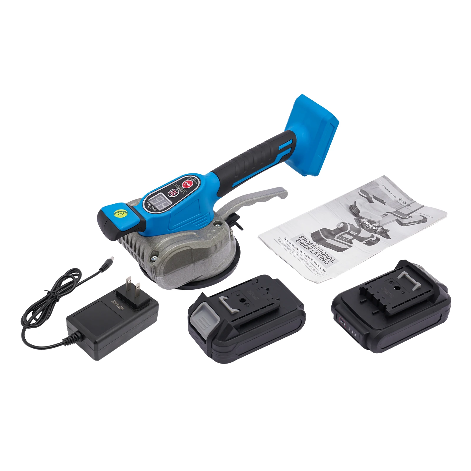 أداة تركيب آلة اهتزاز البلاط 21 فولت، كوب شفط البلاط + شاحن وصندوق تخزين