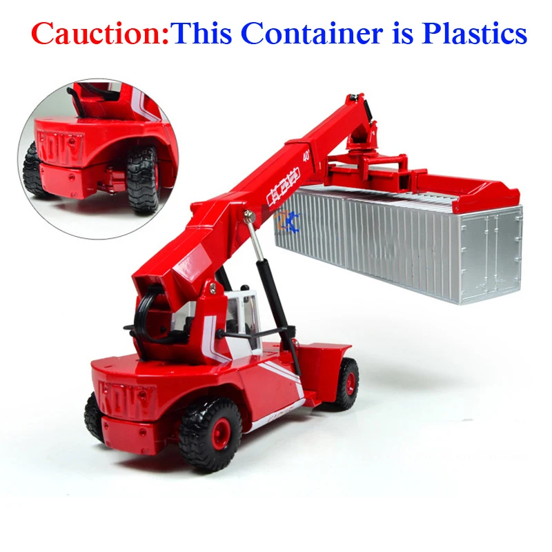 Alloy Diecast 1:50 Low Bed Transporter Container /Reach Stacker /Front Trolley Truck Rubber Tire Vehicles Model Kids Gift Toys