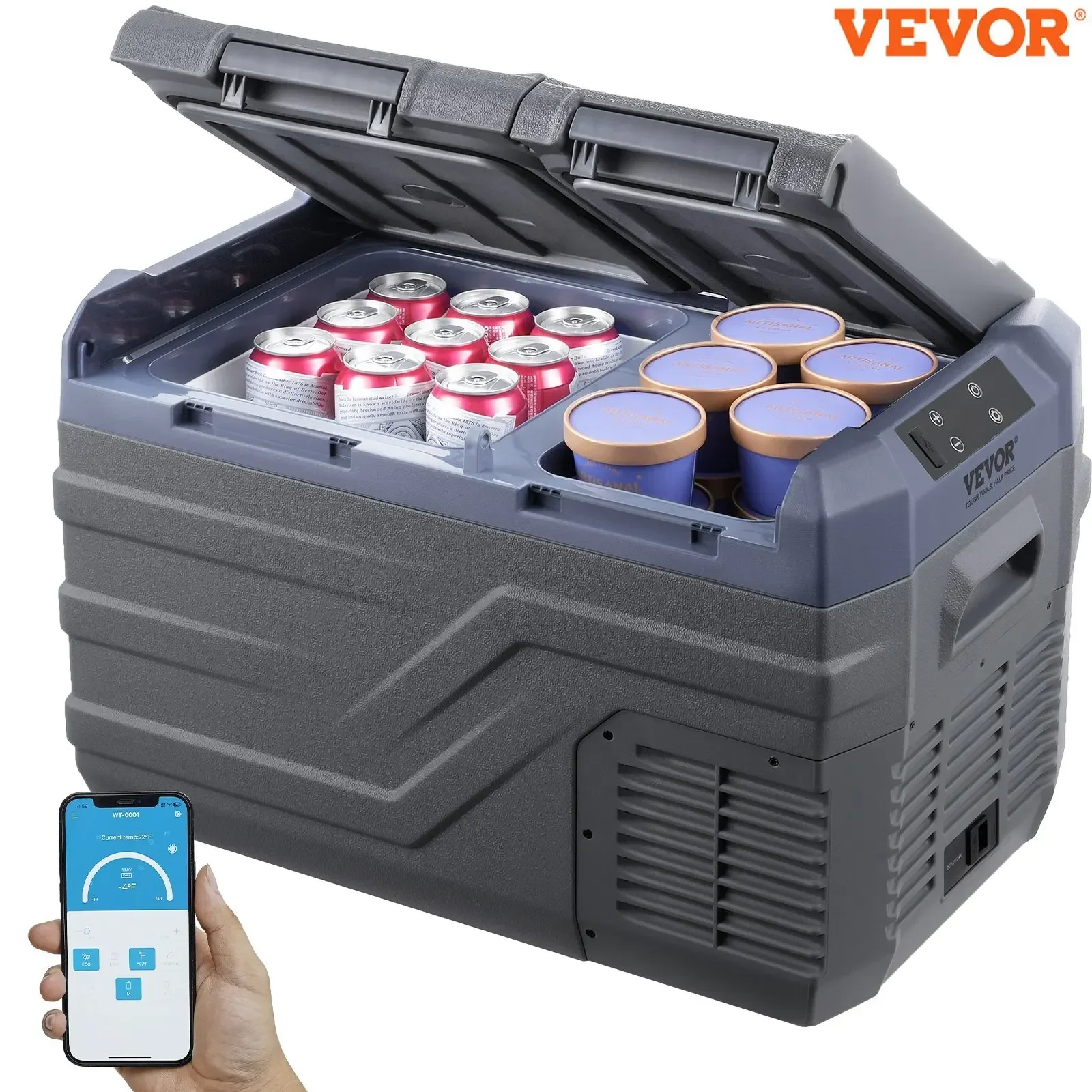 VEVOR Car Refrigerator 12 Volt Car Refrigerator Fridge 37 L -4℉-68℉ 12/24V DC and 100-240V AC for Outdoor Camping and RV