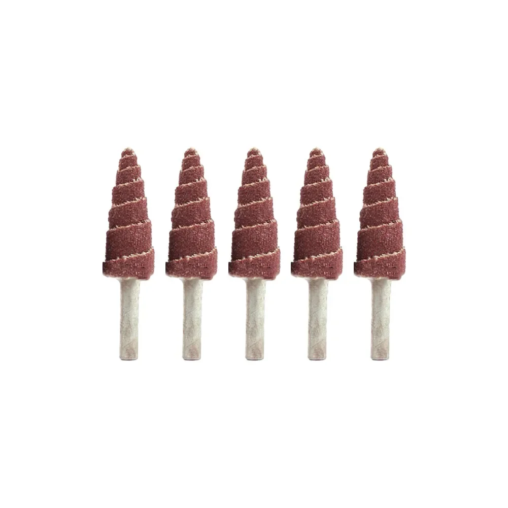 

5pcs 6mm Shank 80Grit Tapered Cone Sandpaper Grinding Sanding Head For Grinding Polishing Tools Accessories 16mm/20mm/25mm/30mm