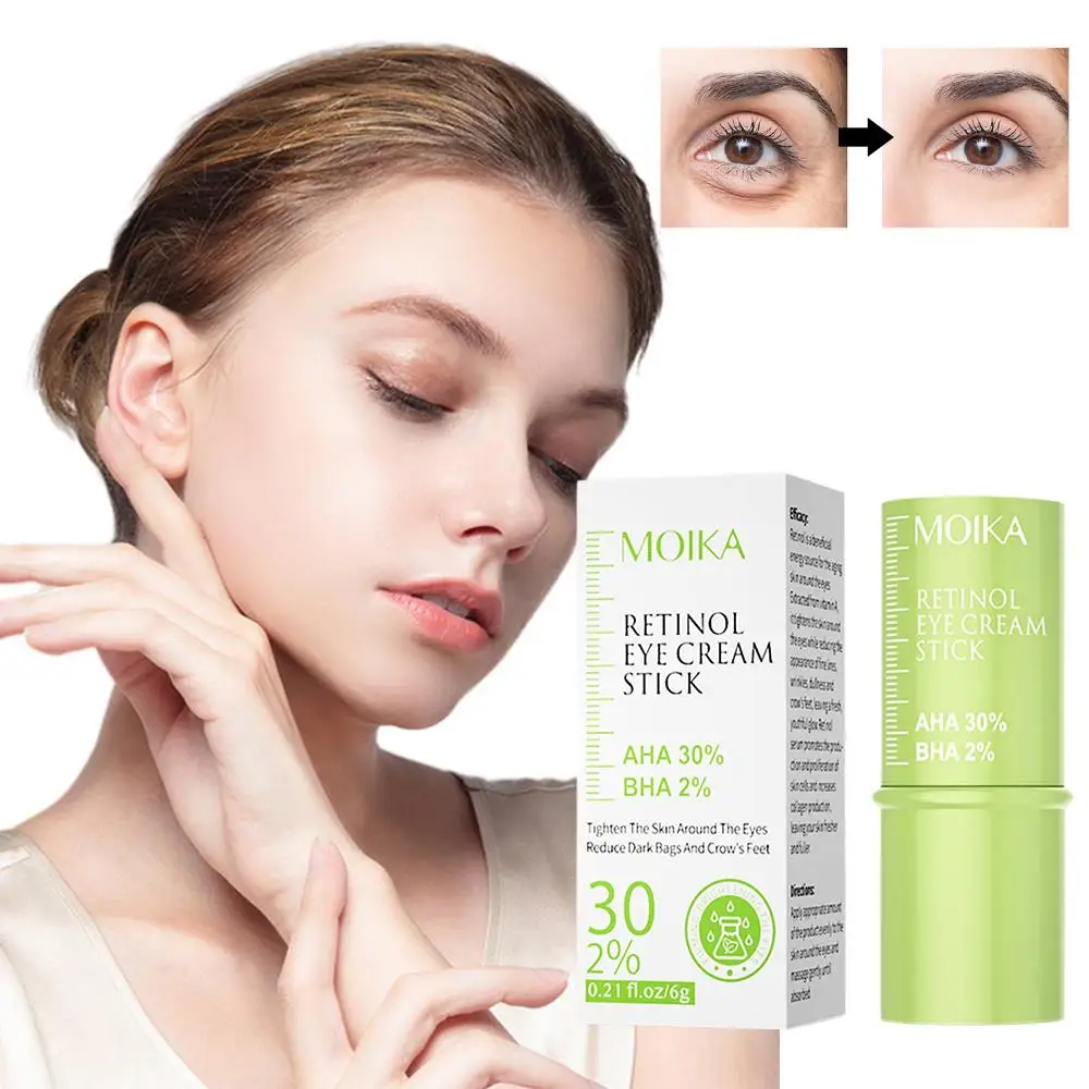 Crema de ojos antiarrugas con Retinol, crema antihinchazón, elimina la decoloración, hidratante, piel oscura, bolsas de línea de ojos, palo de cuidado, blanqueamiento fino Ci W1R8