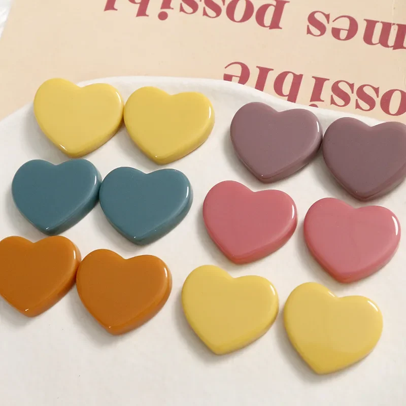 5pcs early autumn chic gentle wind bright face heart Flat Back Resin Cabochons Scrapbooking DIY Jewelry Craft Accessories