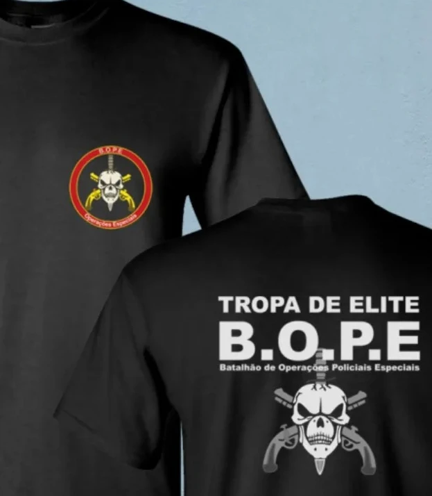 BOPE Brazil Special Elite Forces Military Tropa De Elite Men T-Shirt Short Sleeve Casual 100% Cotton Shirt