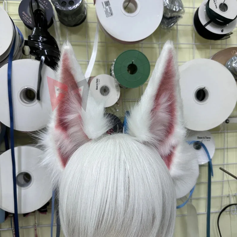 

New LOL Cosplay Costume Accessories Ahri The Nine-Tailed Fox Ears Hairhoop White Brown Tail For Game Party Custom Made