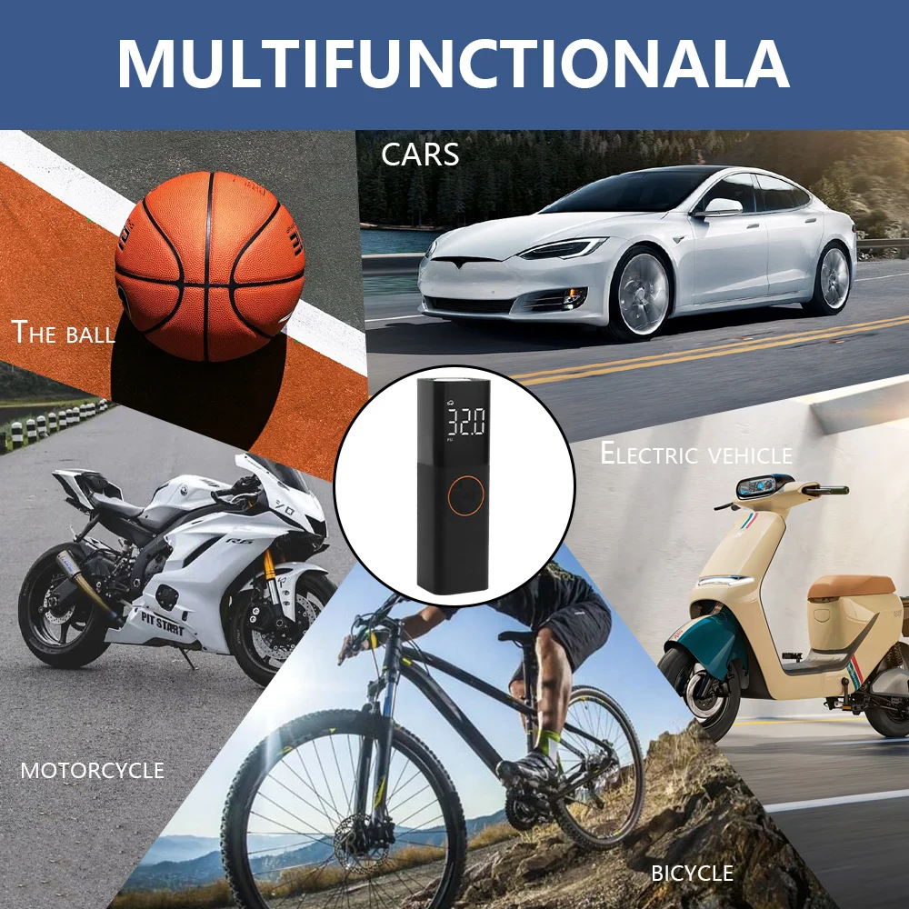 ミニポータブルワイヤレスハンドヘルドカーエアポンプ、高速膨張、車/自転車/オートバイに適しています