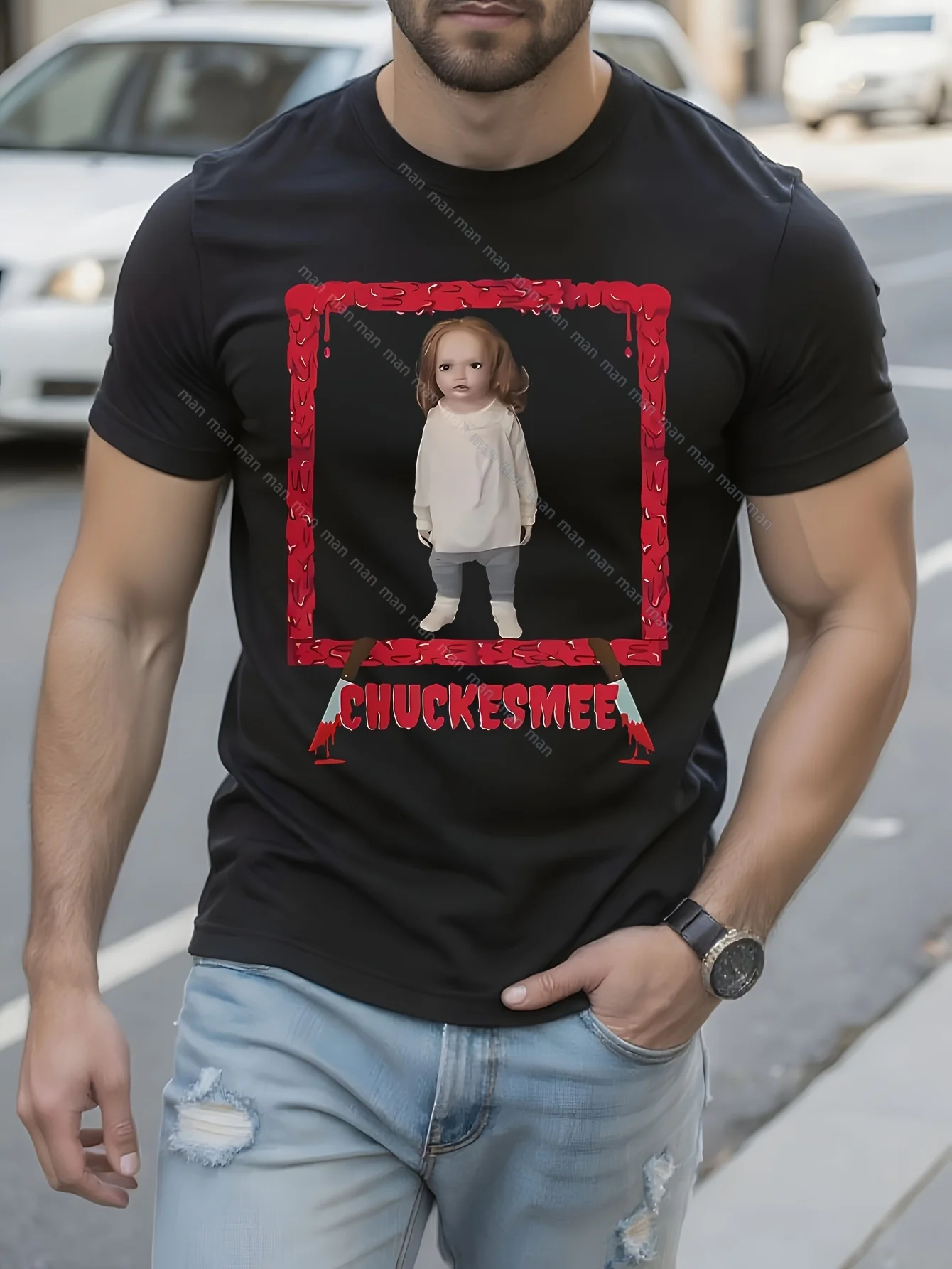 

Chuckesmee Horror T-Shirt for Men Twilight Funny Cotton Tees O Neck Short Sleeve T Shirt Gift Idea Clothing# color: Black, size: