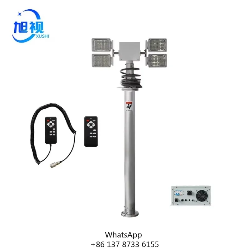 Pneumatic Telescopic Mast Tower Light 1.5m On Vehicle Movable Construction Light Towers And Security Camera For Mobile