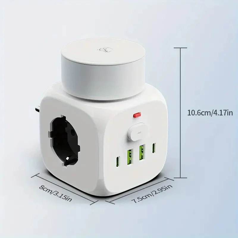

Multi Functional Rubik's Cube Socket Portable Usb+Type-C Travel Camping Wireless Conversion Socket With Touch Switch Night Light