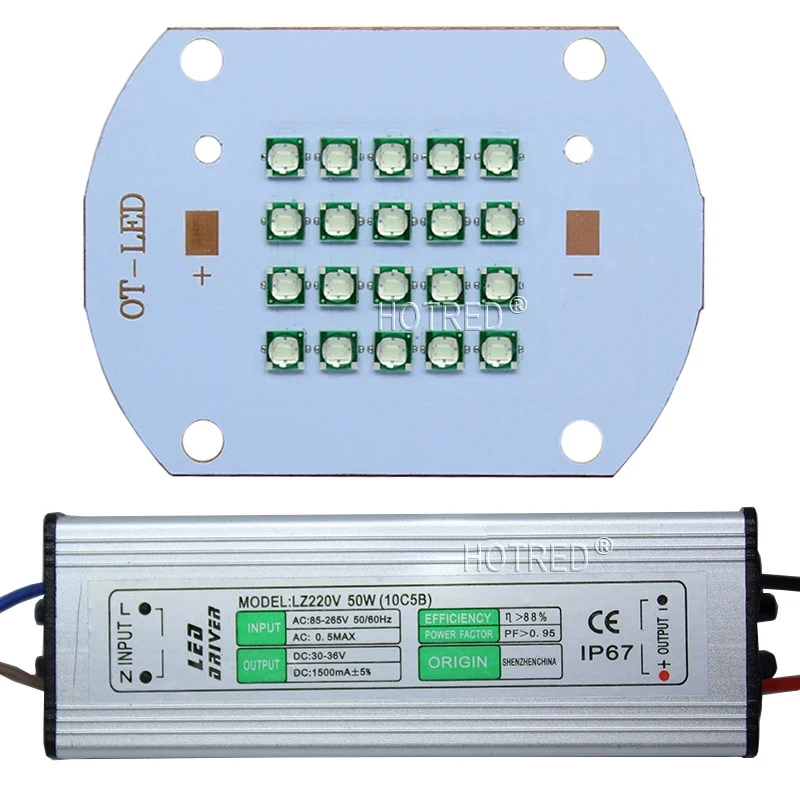 10W 20W 30W 50W 60W Epileds High Power LED Cyan 495nm Chip Diode  Ice Blue 490nm DIY COB Beads +Driver +heatsink+ lens reflector